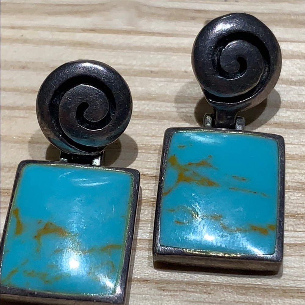Sterling Silver & Turquoise swirl post earrings